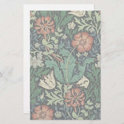 ウィリアム·モリス·コンプトン·フローラアールヌーボー·パターン 便箋 (正面/裏面)