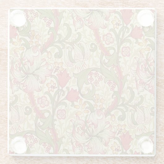 ウィリアム・モリス・ゴールデンリリー花の模様 ガラスコースター (裏面)