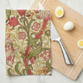 ウィリアム・モリス・ゴールデンリリー花の模様 キッチンタオル (四つ折り)
