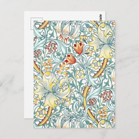 ウィリアム・モリス・ゴールデンリリー花の模様 ポストカード (正面/裏面)