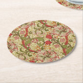 ウィリアム・モリス・ゴールデンリリー花の模様 ラウンドペーパーコースター (アングル)
