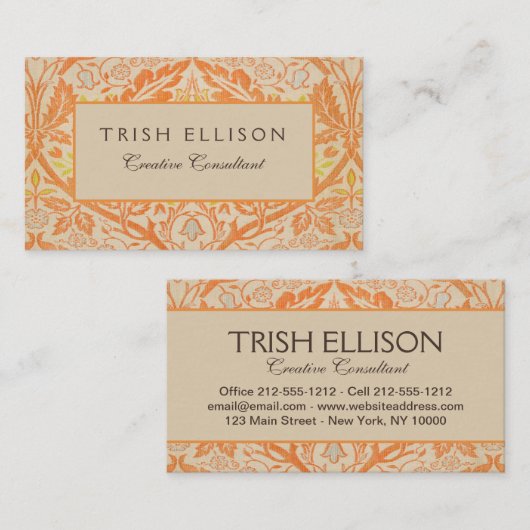 ウィリアム・モリス・ゴールデン・バウ・タペストリー・パターン 名刺 (正面/裏面)