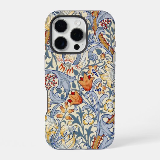 ウィリアム・モリス ゴールドリリー ビクトリアン壁紙 iPhoneケース (裏面)