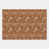 ウィリアム・モリス・サンフラワーズ、ブラウン、ピンク、グレー ラッピングペーパーシート (正面)