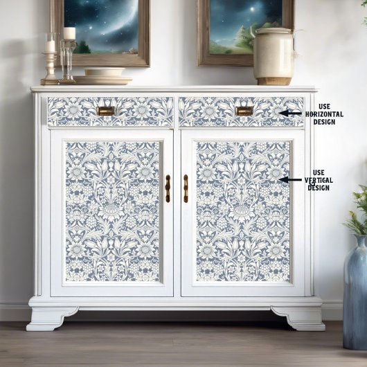 ウィリアム・モリス・サンフラワーブルーとホワイト・デコパージュ 薄葉紙