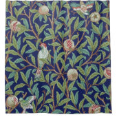 ウィリアム・モリス、ザクロと小鳥 シャワーカーテン (正面)