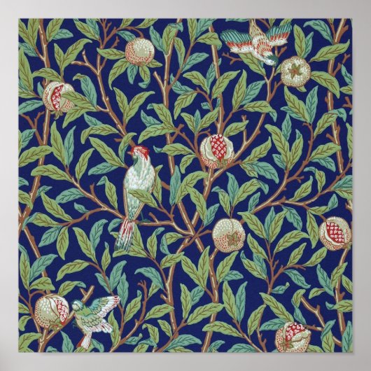 ウィリアム・モリス、ザクロと小鳥 ポスター (正面)