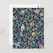 ウィリアム・モリス、ザクロと小鳥 ポストカード (正面/裏面)