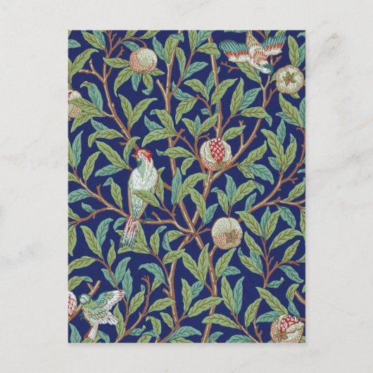 ウィリアム・モリス、ザクロと小鳥 ポストカード (正面)