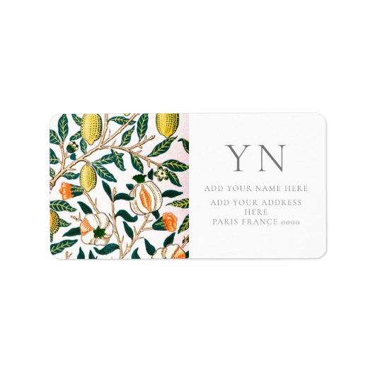 ウィリアム・モリス・ザクロ住所 シール (正面)