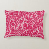 ウィリアム·モリス·シスル·ダマスク、明るい赤紫色·ピンク アクセントクッション (裏面)