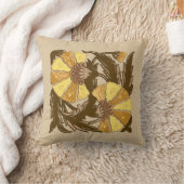 ウィリアム・モリス・ジャコビーン、マスタード・金ゴールド・ブラウン クッション (ブランケット)