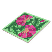 ウィリアム・モリス・ジャコビーン、明るい赤紫色・ピンクとグリーン タイル (側面)