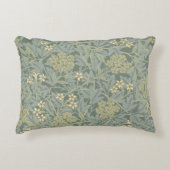 ウィリアム・モリス・ジャスミンブルーグリーン植物芸術 アクセントクッション (正面)