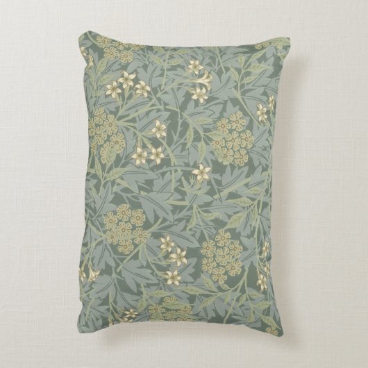 ウィリアム・モリス・ジャスミンブルーグリーン植物芸術 アクセントクッション (裏面(縦))