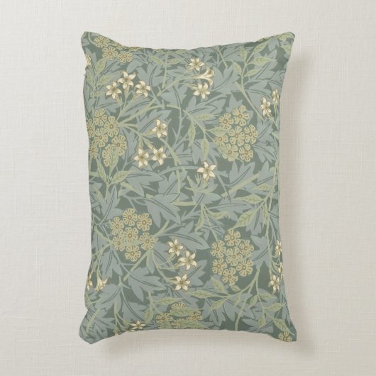 ウィリアム・モリス・ジャスミンブルーグリーン植物芸術 アクセントクッション (正面(垂直))