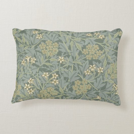 ウィリアム・モリス・ジャスミンブルーグリーン植物芸術 アクセントクッション (裏面)