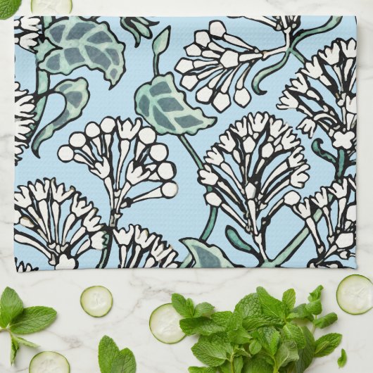 ウィリアム・モリス・ジャスミン離れとパターン キッチンタオル (折り畳み)