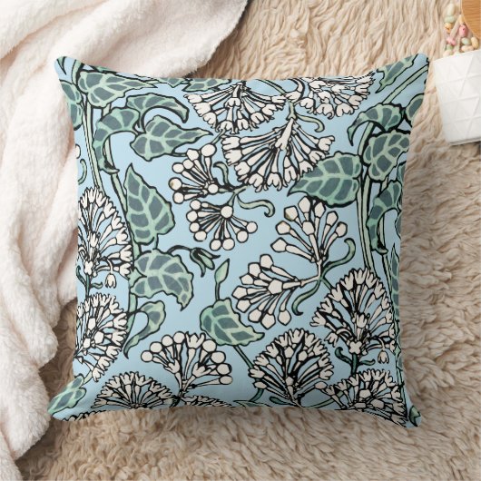 ウィリアム・モリス・ジャスミン離れとパターン クッション (ブランケット)