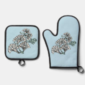 ウィリアム・モリス・ジャスミン離れとパターン 鍋つかみ&鍋敷きセット (正面)