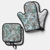 ウィリアム・モリス・ジャスミン離れとパターン 鍋つかみ&鍋敷きセット (正面/裏面)