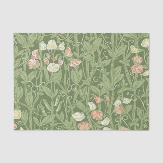 ウィリアム・モリス スイートピー柄 ビンテージ植物画 薄葉紙 (正面)