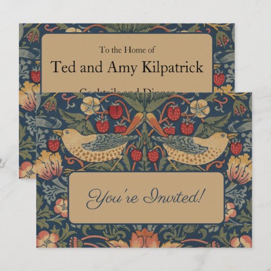 ウィリアム・モリス スターベリー・シーフ 鳥 インビテーション (正面/裏面)