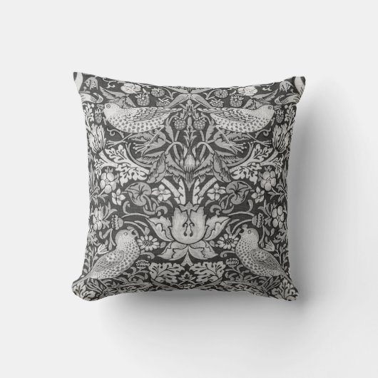 ウィリアム・モリス・ストロベリー泥棒グレイ クッション (正面)