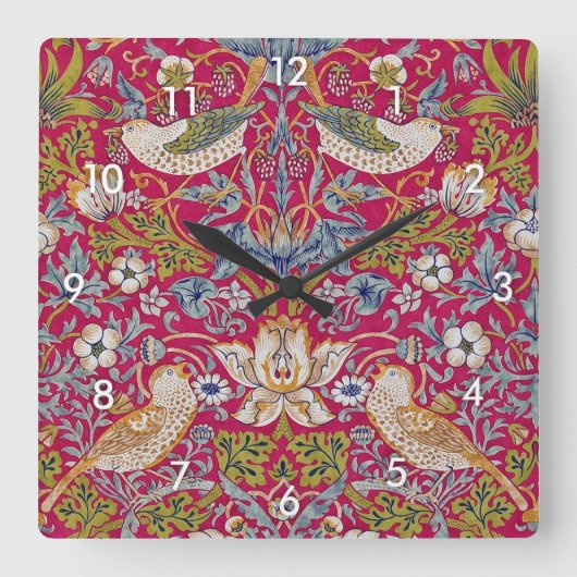 ウィリアム・モリス・ストロベリー泥棒 スクエア壁時計 (正面)
