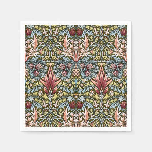 ウィリアム・モリス・スネークヘッド花柄 スタンダードカクテルナプキン (正面)