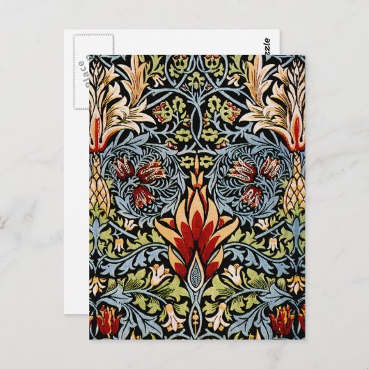 ウィリアム・モリス・スネークヘッド花柄 ポストカード (正面/裏面)