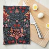 ウィリアム・モリス・スネークヘッド・ダーク・パターン キッチンタオル (四つ折り)