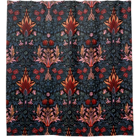 ウィリアム・モリス・スネークヘッド・ダーク・パターン シャワーカーテン (正面)