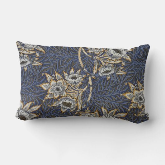 ウィリアム·モリス·チューリップとウィローの花柄 ランバークッション (裏面)