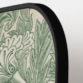 ウィリアム・モリス・チューリップ壁紙テキスタイル・グリーン ピックルボールラケット (左詳細)