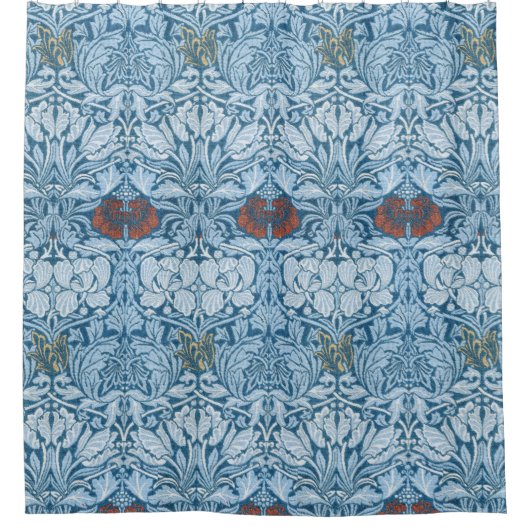 ウィリアム・モリス「チューリップ&バラ」 シャワーカーテン (正面)