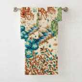 ウィリアム・モリス・ディアー・バイ・ブルック・ベージュ&グリーン バスタオルセット (インサイチュ)