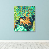 ウィリアム・モリス・ディアーbyブルック・タペストリー・インディゴ キャンバスプリント (インサイチュ (ウッドフロア))