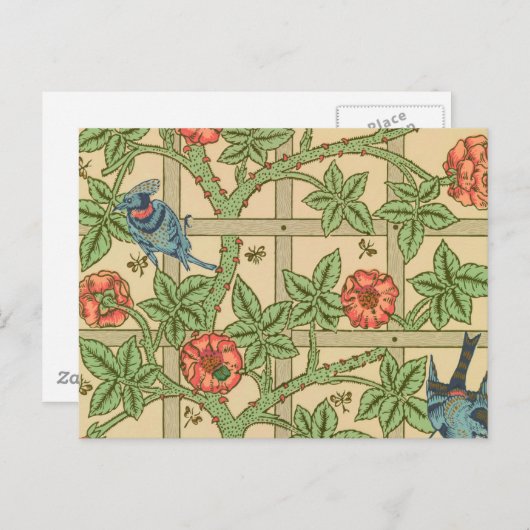 ウィリアム・モリス トレリス クラシック 壁紙 デザイン ポストカード (正面/裏面)