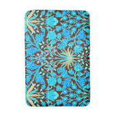 ウィリアム・モリス・ハイアシンプリント、アクア&ブラウン バスマット (正面縦)