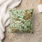 ウィリアム·モリス-ハニーサックルグリーンと金ゴールド  クッション (ブランケット)
