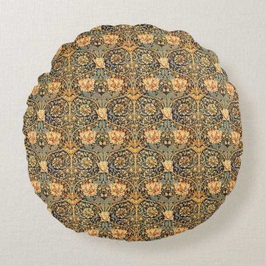ウィリアム・モリス・ハニーサックル・パターン ラウンドクッション (正面)