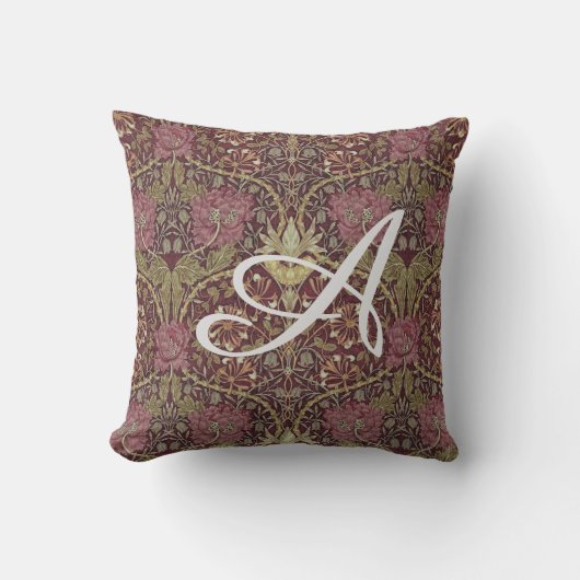 ウィリアム・モリス、ハニーサックル、フローラ。パターン、アート クッション (正面)