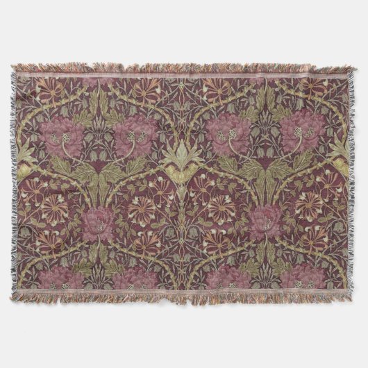 ウィリアム・モリス，ハニーサックル,フローラ.パターン，芸術 スローブランケット (正面)