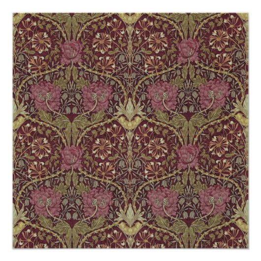 ウィリアム・モリス，ハニーサックル,フローラ.パターン，芸術 ポスター (正面)