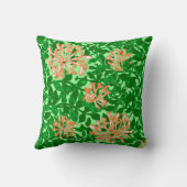 ウィリアム·モリス·ハニーサックル、桃と緑 クッション (裏面)