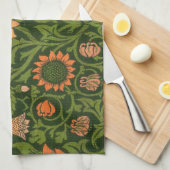 ウィリアム・モリス・バイオレットとオダマキ(植物)・アート・ラグ キッチンタオル (四つ折り)