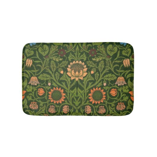 ウィリアム・モリス・バイオレットとオダマキ（植物）・アート・ラグ バスマット (正面)