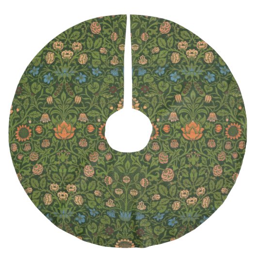 ウィリアム・モリス・バイオレットとオダマキ(植物)・アート・ラグ ブラッシュドポリエステルツリースカート (正面)