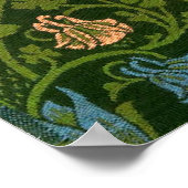 ウィリアム・モリス・バイオレットとオダマキ（植物）・アート・ラグ ポスター (角)